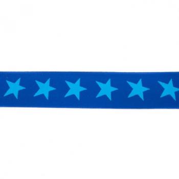Gummiband Dunkelblau mit Azur Sternen Breite 4 cm